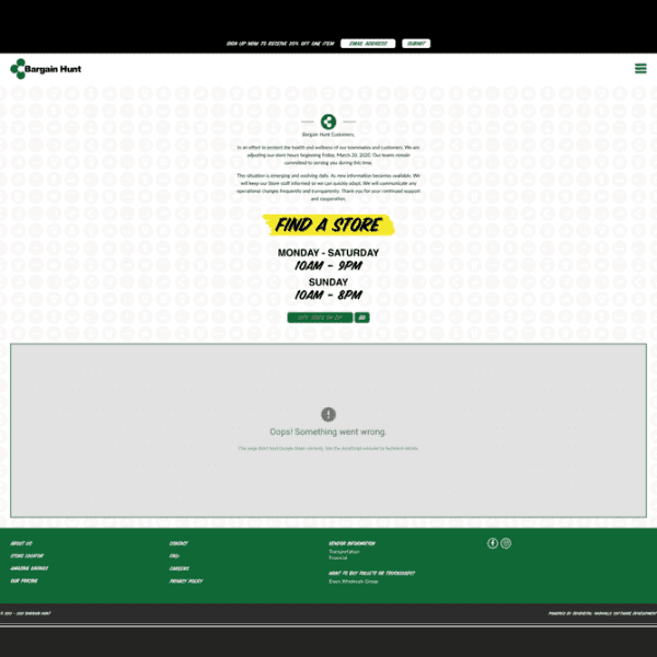 Bargain Hunt Store Locator Before Website Redesign By ManoByte