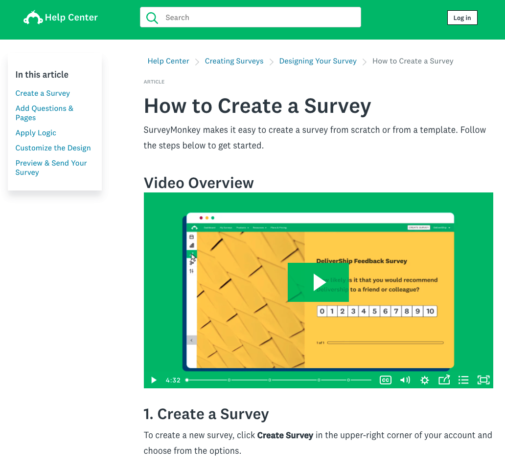 Knowledge Base Article - Survey Monkey 