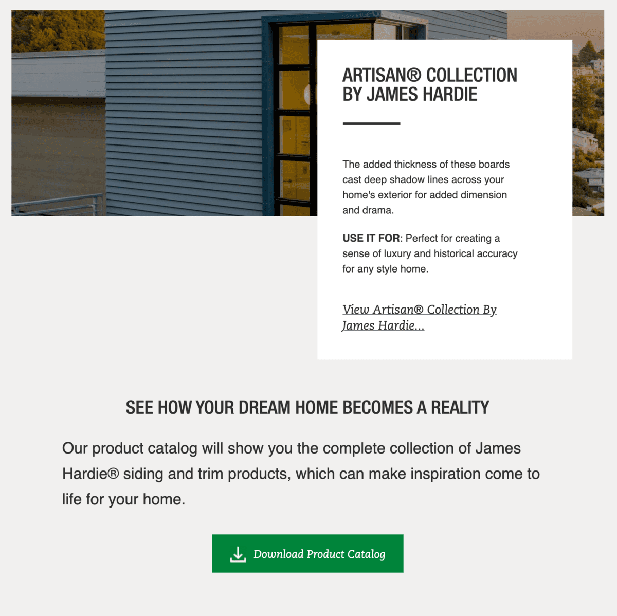 James Hardie Product Listing Page Descriptions